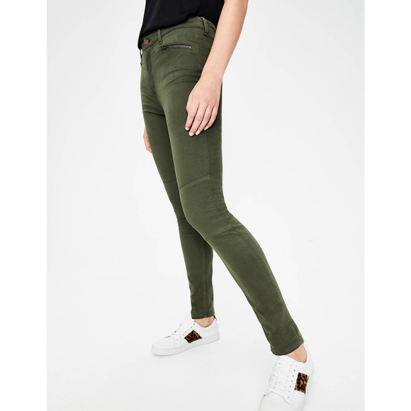 Boden Brighton Biker Skinny Jeans‎ in Marsh Army Green Size 4P Olive Green Moto - Picture 2 of 16